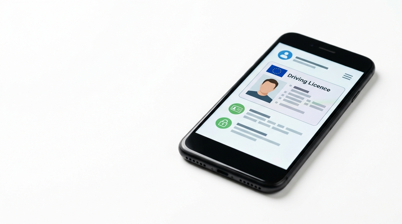 mobile phone displaying digital driving licence