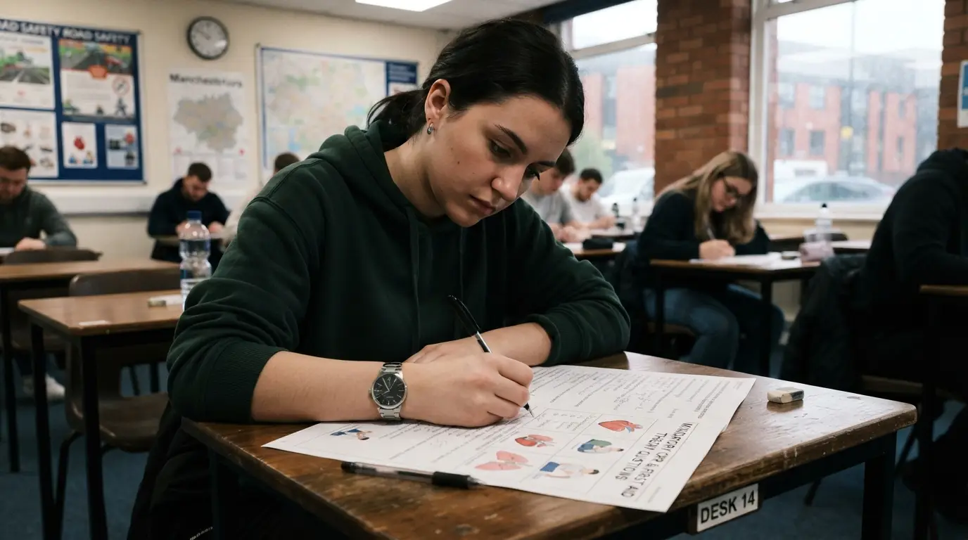 driving student taking theory test